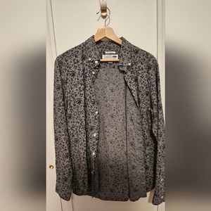 Gray flower floral patterned shirt